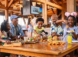 Guests eating at geyser point bar and grill